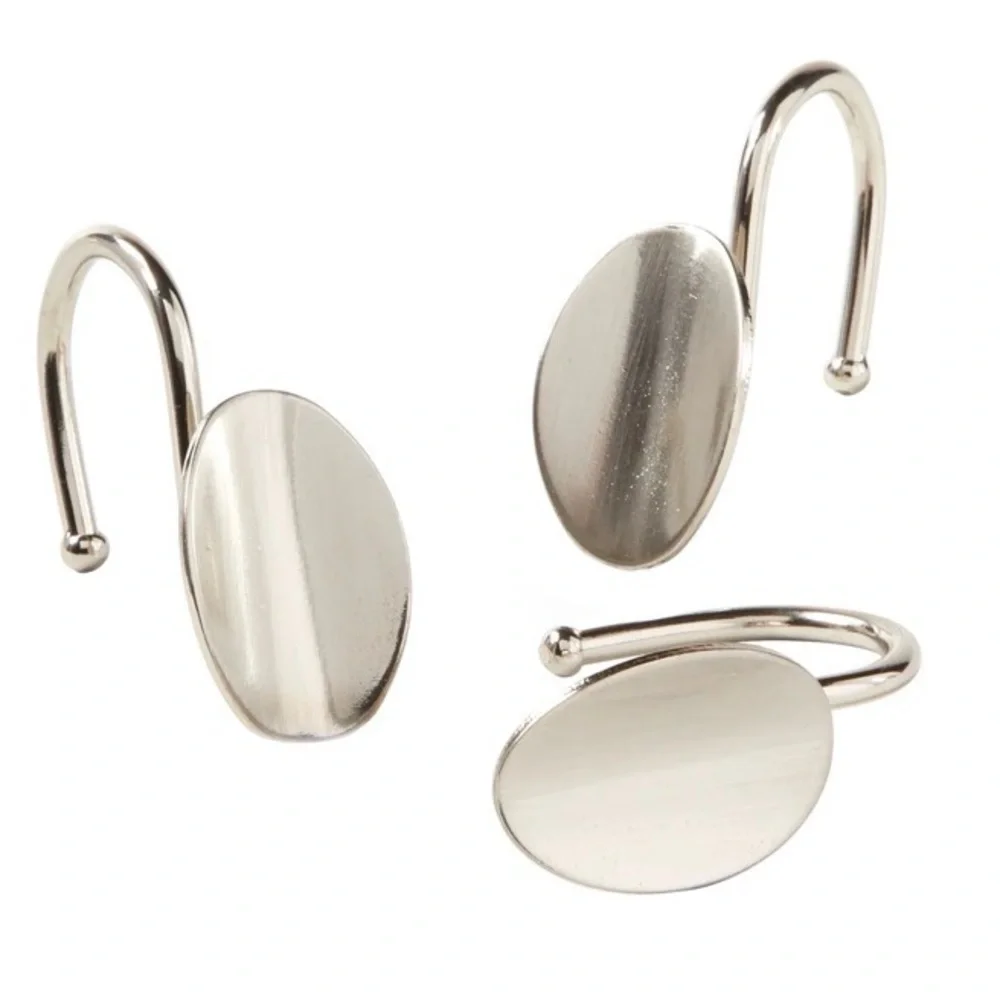 SKL home shower curtain hooks brushed nickel stainless steel metal 12 pack new